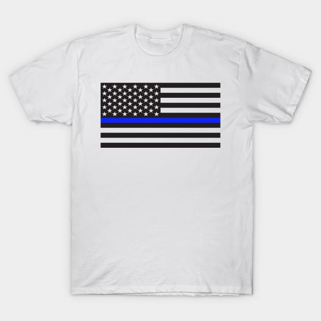 Thin Blue Line US Flag T-Shirt by Echo9Studio